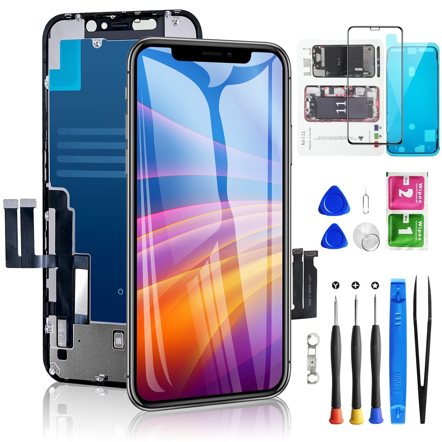 For Iphone 11 Screen Replacement 6.1 Inch, Diykitpl 3D Touch Lcd Digitizer Replacement For A2111, A2223, A2221, With Repair Tool